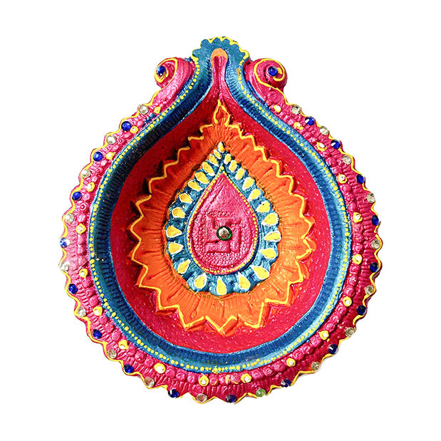 Diwali Decorated Clay Diya, 1 Piece, (DC-105)