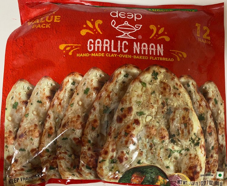 Deep Garlic Naan, 12 Pieces, 900 g, (Frozen)