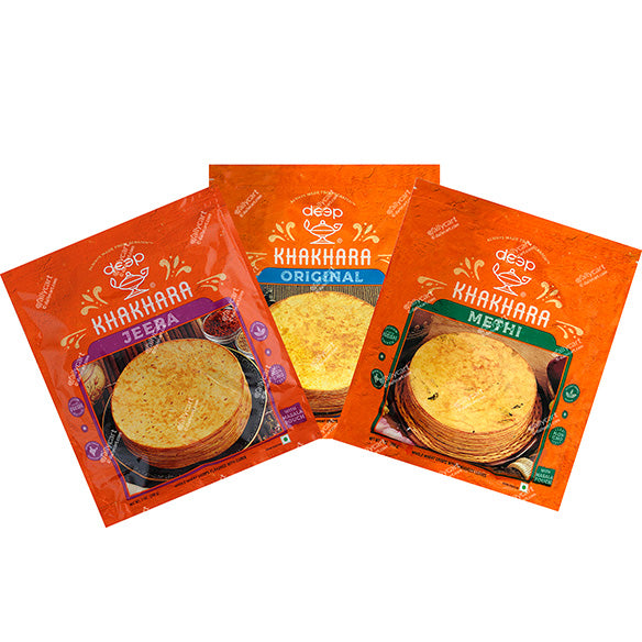 Deep Khakhara - Variety Pack (Original, Jeera, Methi Khakharas), 200 g Each, 600 g