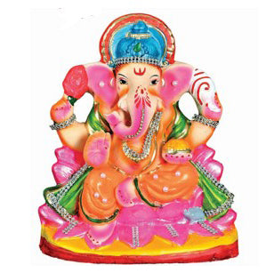 Ganesha Clay Murthi, 8" Height, Dissolves within 30mins,  Eco Friendly (911439)***NO RETURNS***