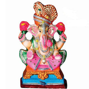 Ganesha Clay Murthi, 10" Height, Dissolves within 30mins,  Eco Friendly (91440)***NO RETURNS***