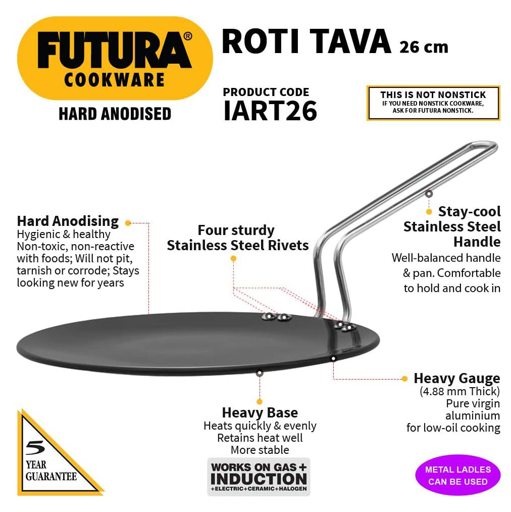 Hawkins Futura Hard Anodised Tava, 26 cm, Gas + Induction (IART26)