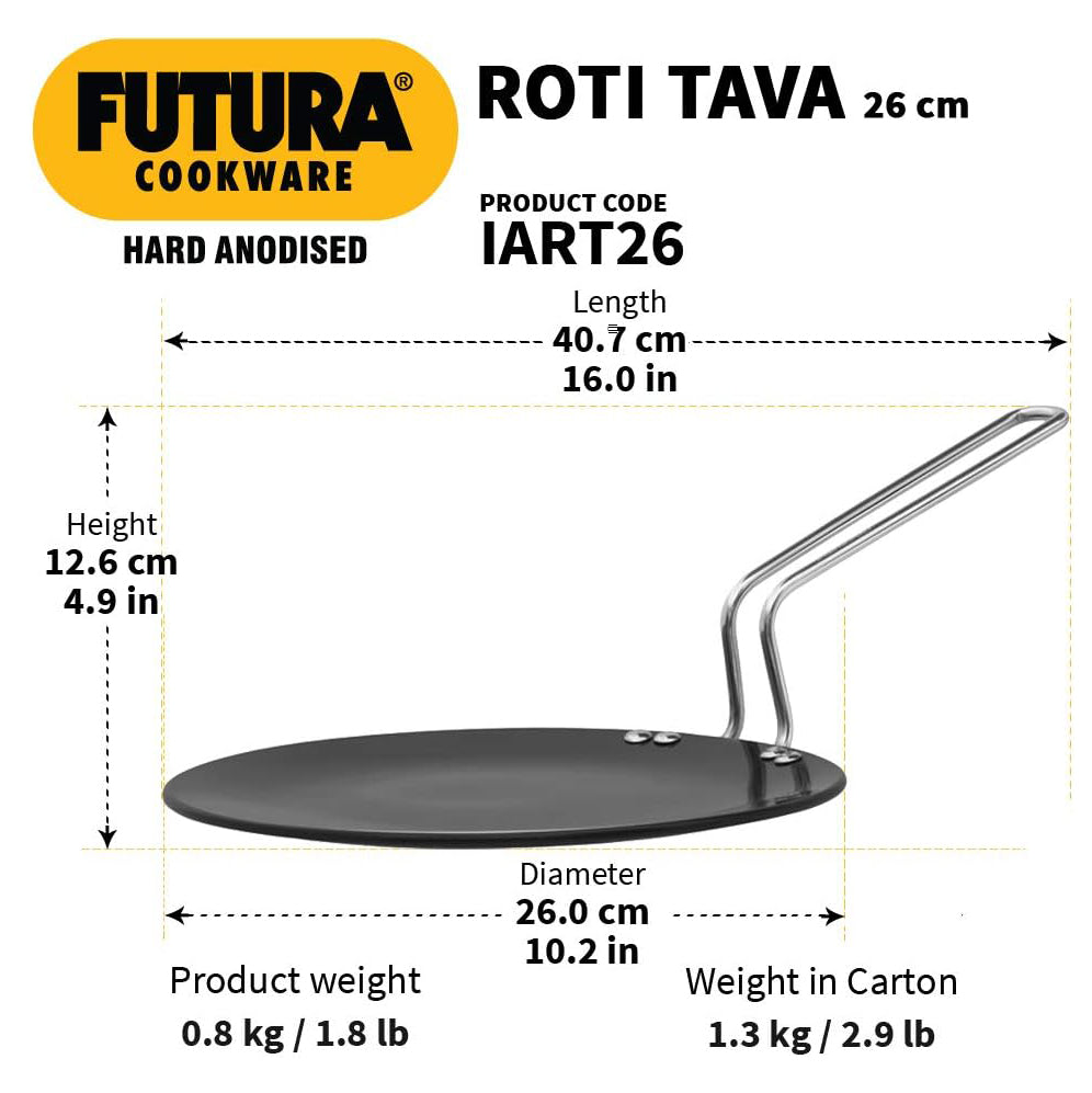 Hawkins Futura Hard Anodised Tava, 26 cm, Gas + Induction (IART26)