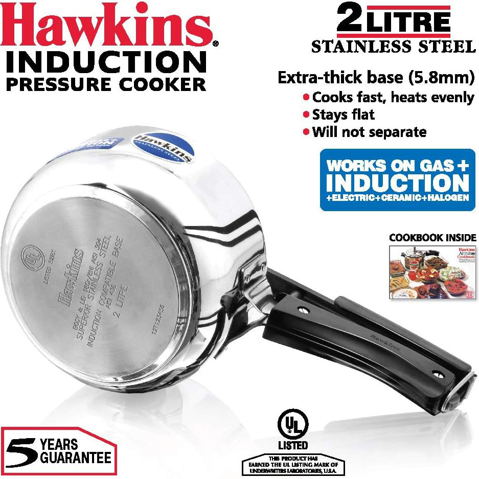 Hawkins Stainless Steel Pressure Cooker, 2 litre (HSS20)