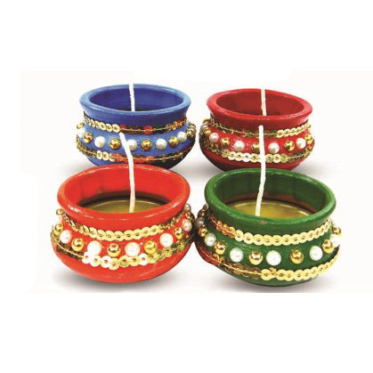 Diwali Matki Diya with Wax, Pack of 4 Diyas (91245)