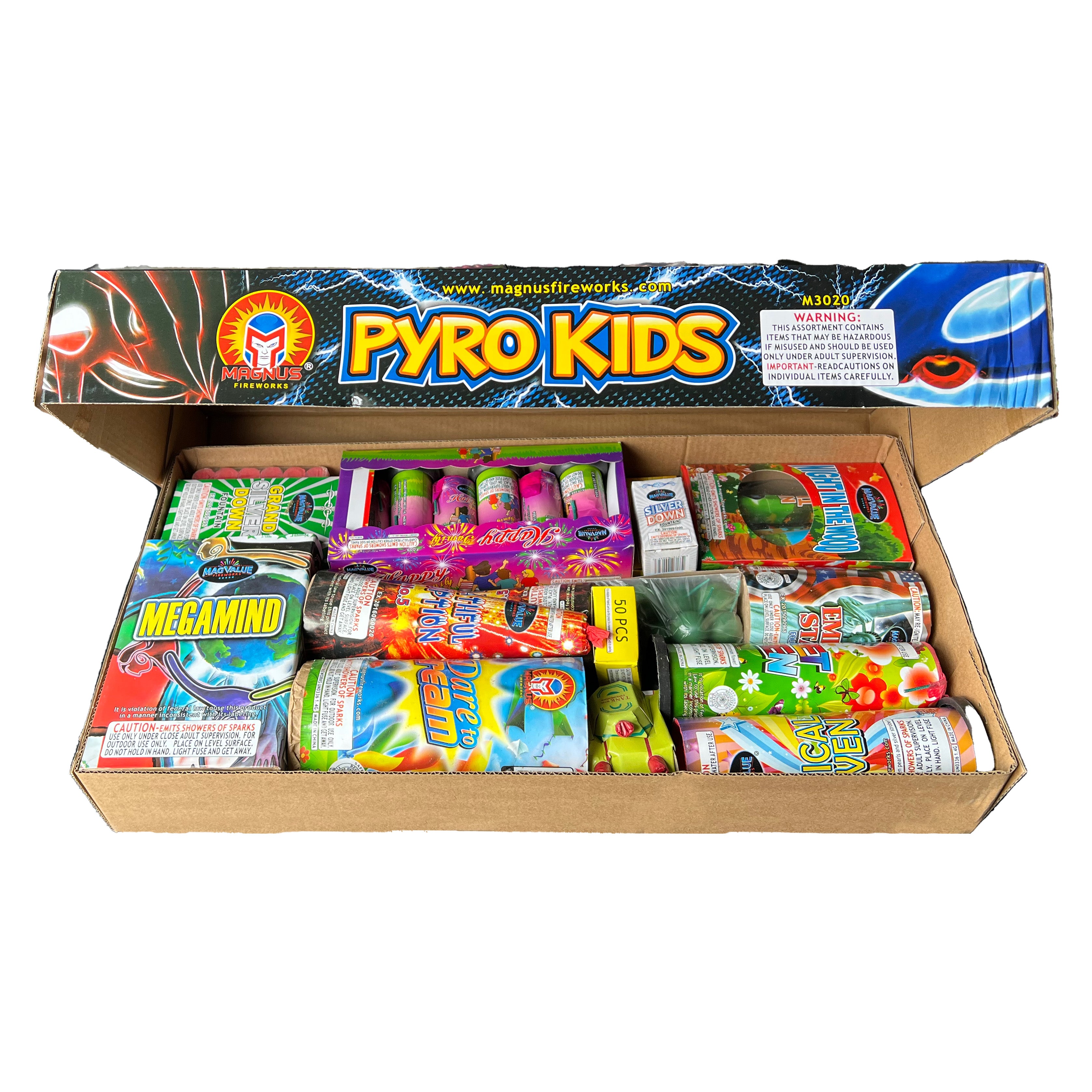 Pyro Kids Assorted Ground Firecrakers Box - 14 Varieties of Ground Assortments