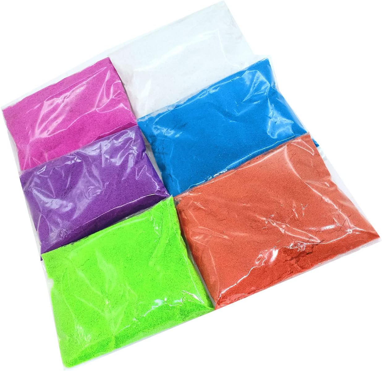 Rangoli Powder - White 250g and 5 Colors of 50g each