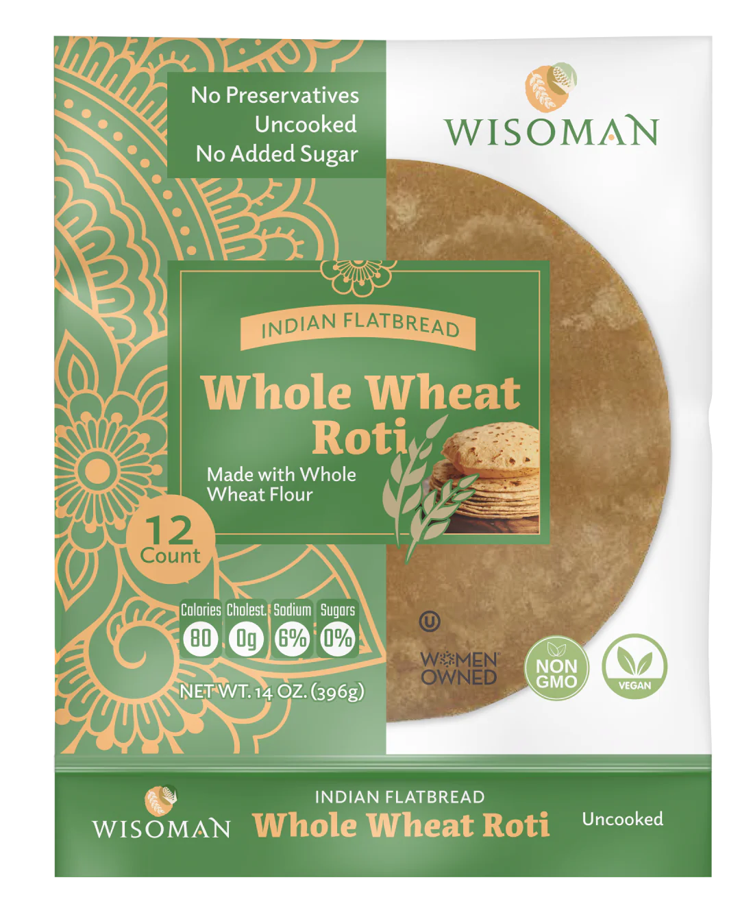 Wisoman Whole Wheat Roti, 12 Pieces, 396 g