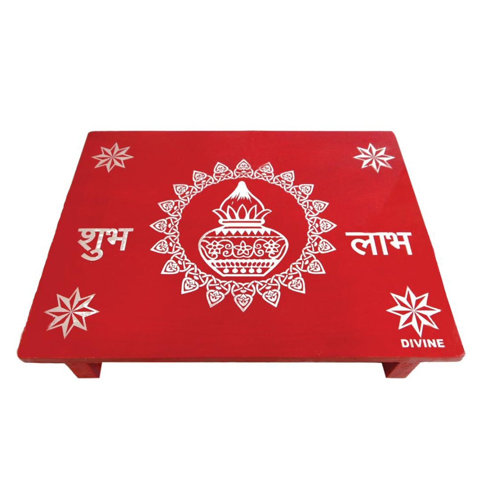 Wooden Pooja Stool 12" X 15", 1 Piece (91655) ***NO RETURNS***