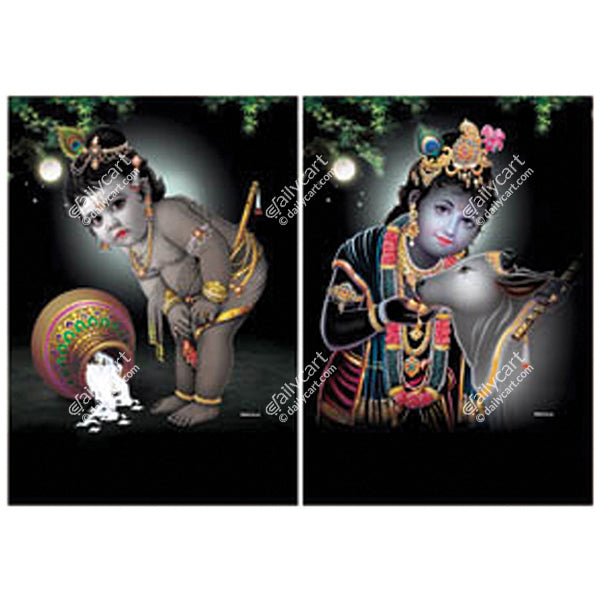 3D God Poster - Bal Krishna, 14" x 20" Inch