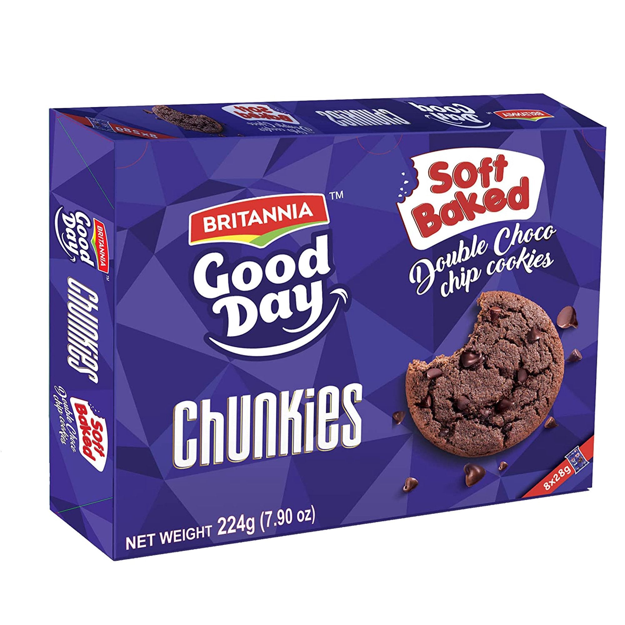 Britannia Good Day Chunkies Double Choco Chip Cookies, 224 g