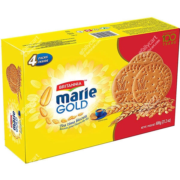 Britannia Marie Gold Biscuits, 600 g, 4 Packs of 150 g, Family Pack