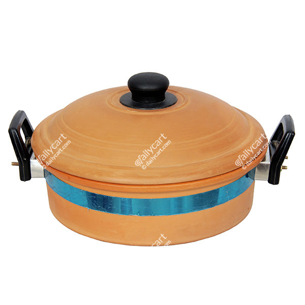 Red Clay Handi with Clay Lid, 2 litre