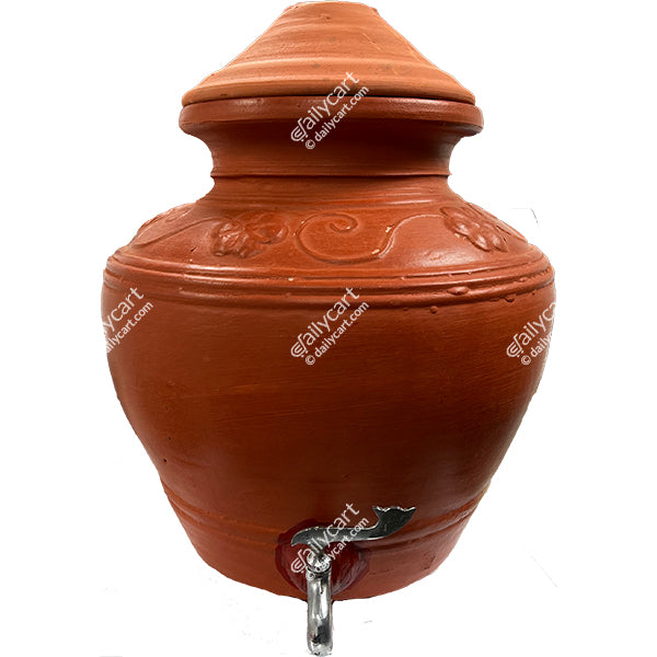 Red Clay Matka with Stainless Steel Tap