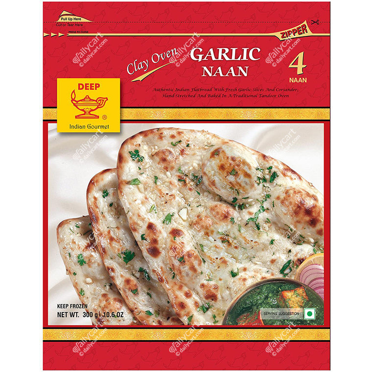 Deep Garlic Naan, 4 Pieces, 300 g, (Frozen)