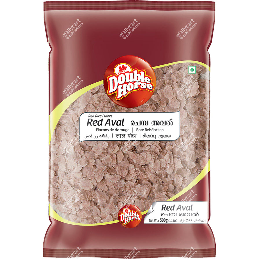 Double Horse Red Aval Thin - Rice Flakes (Poha), 500 g