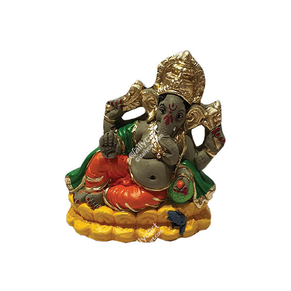 Ganesha Clay Murthi, 4" Height, Dissolves within 30mins,  Eco Friendly (91991)***NO RETURNS***