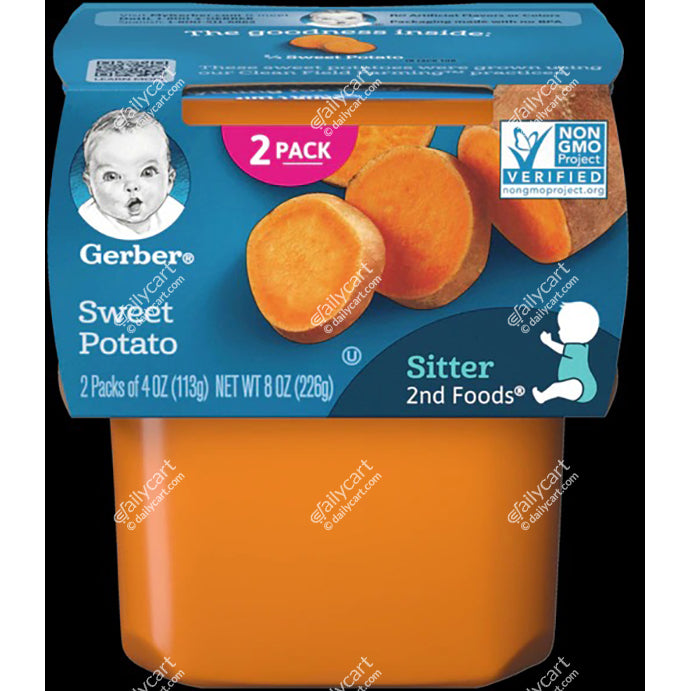 Gerber Sitter 2nd Foods Sweet Potato Baby Food, Pack of 2, 4 oz Tubs