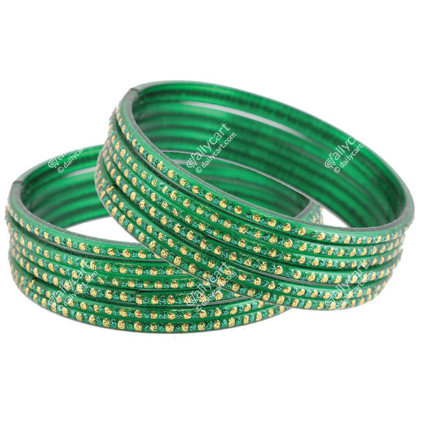 Green Glass Bangles, Size - 2.8