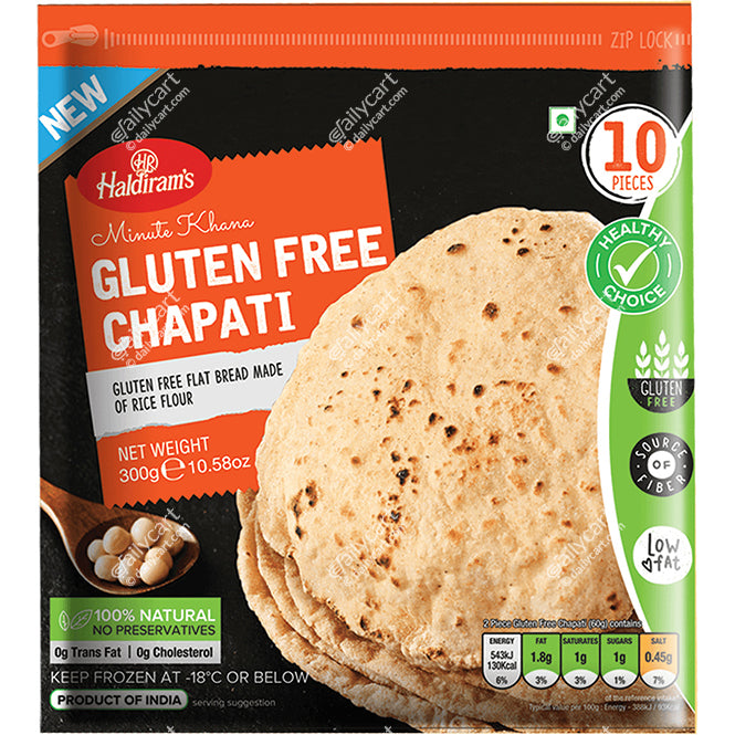 Haldiram's Gluten Free Chapati, 10 Pieces, 300 g, (Frozen)