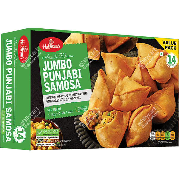 Haldiram's Jumbo Punjabi Samosa, 14 Pieces, 1.4 kg, (Frozen), (Value Pack)