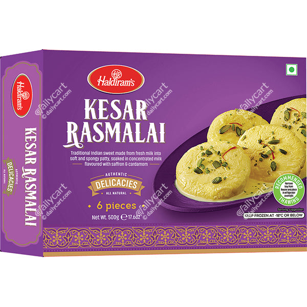 Haldiram's Kesar Rasmalai, 6 pieces, 500 g (Frozen)