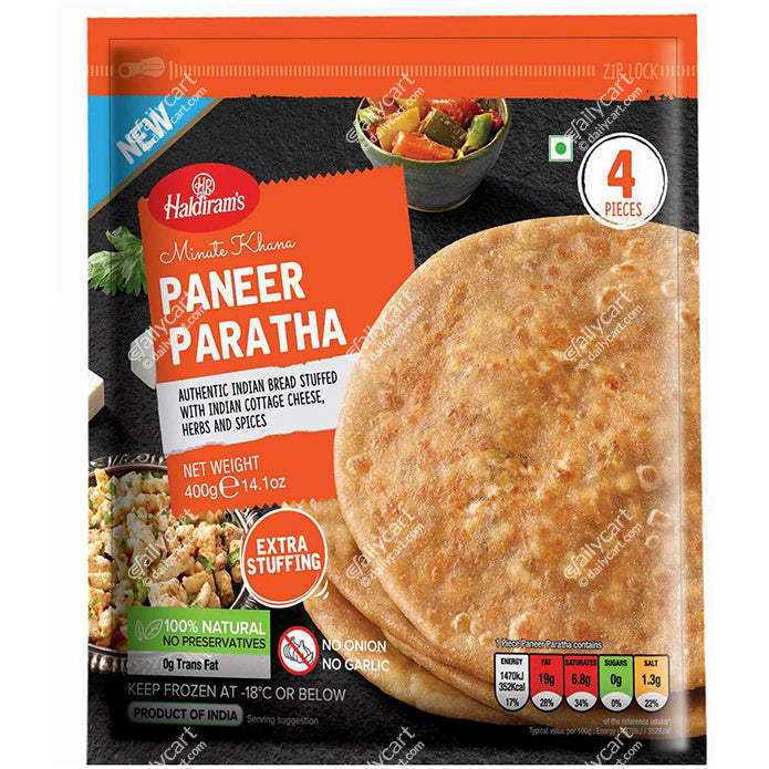Haldiram's Paneer Paratha, 4 Pieces, 400 g, (Frozen)