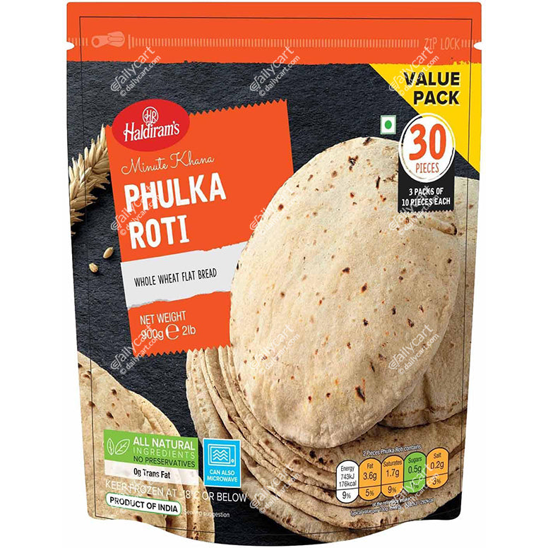 Haldiram's Phulka Roti, 30 Pieces, 900 g, (Frozen), (Value Pack)