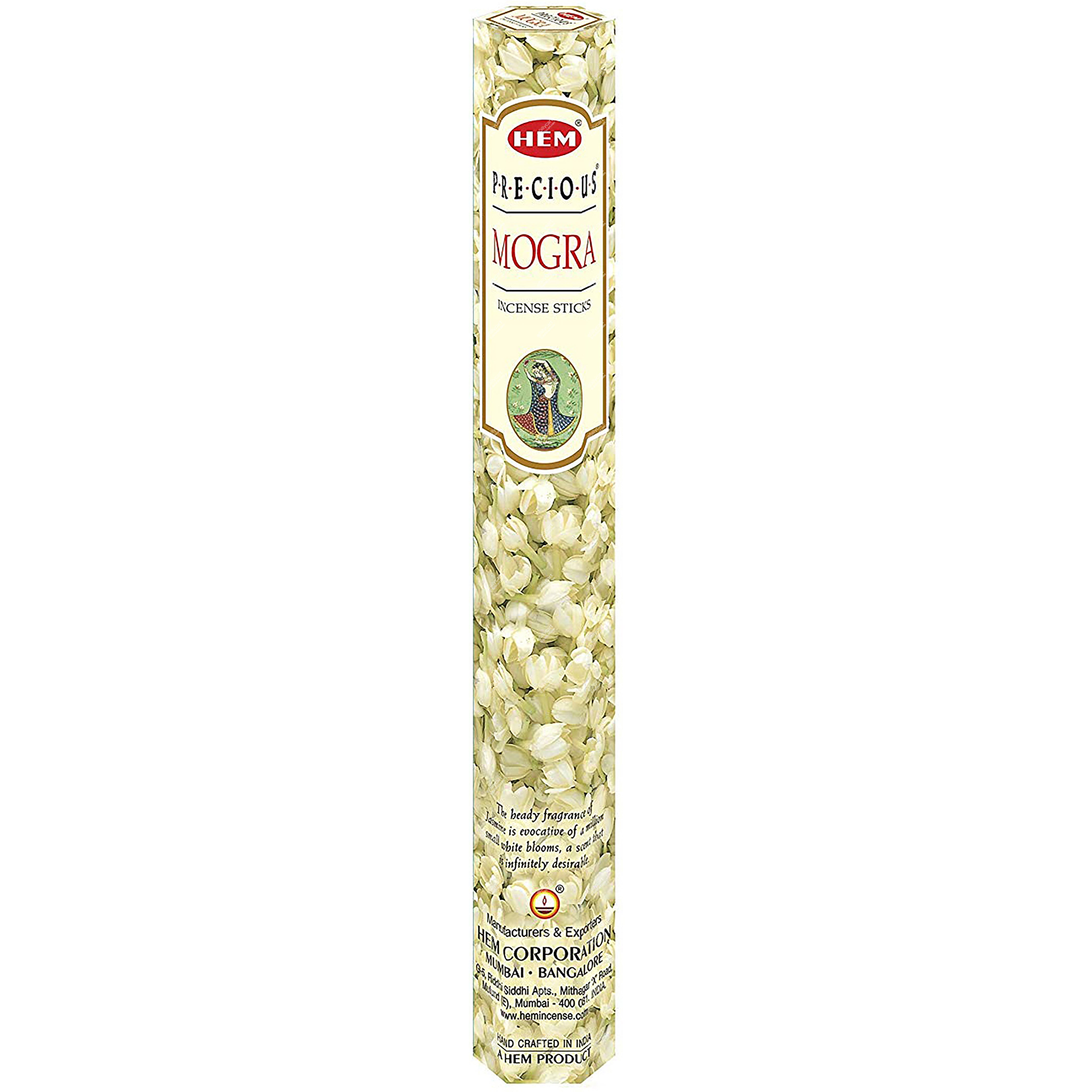 Hem Precious Mogra Incense Sticks, 20 Sticks, 1 Tube