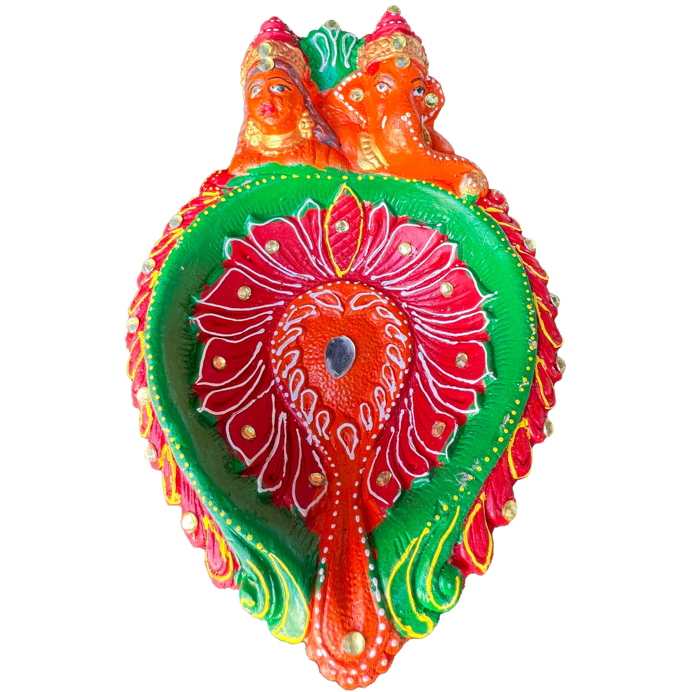 Diwali Decorated Clay Laxmi Ganesh Diya, 1 Piece, (DC-24)