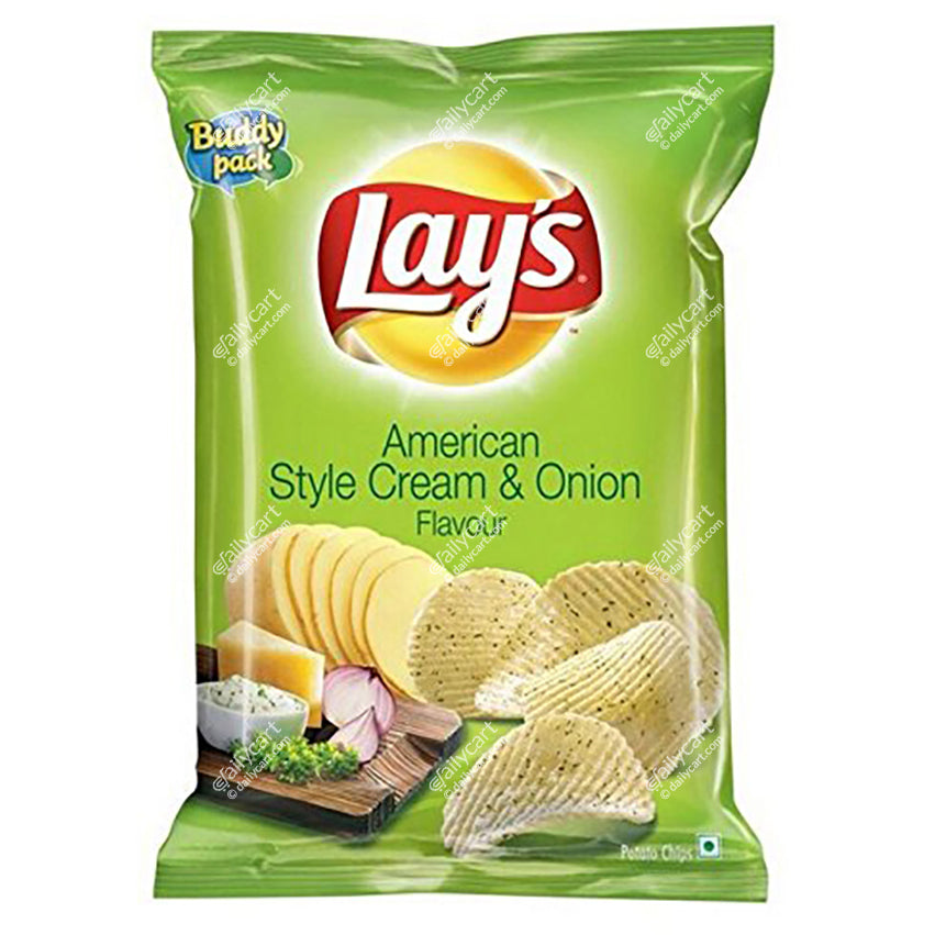 Lay's American Style Cream And Onion, 52 g, Buy 1 Get 1 FREE, Mix N Match with Any Lays or Kurkure