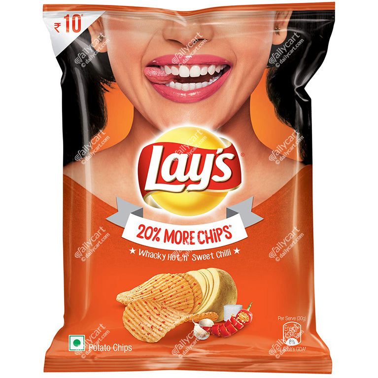 Lay's Hot & Sweet Chilli Potato Chips, 52 g, Buy 1 Get 1 FREE, Mix N Match with Any Lays or Kurkure