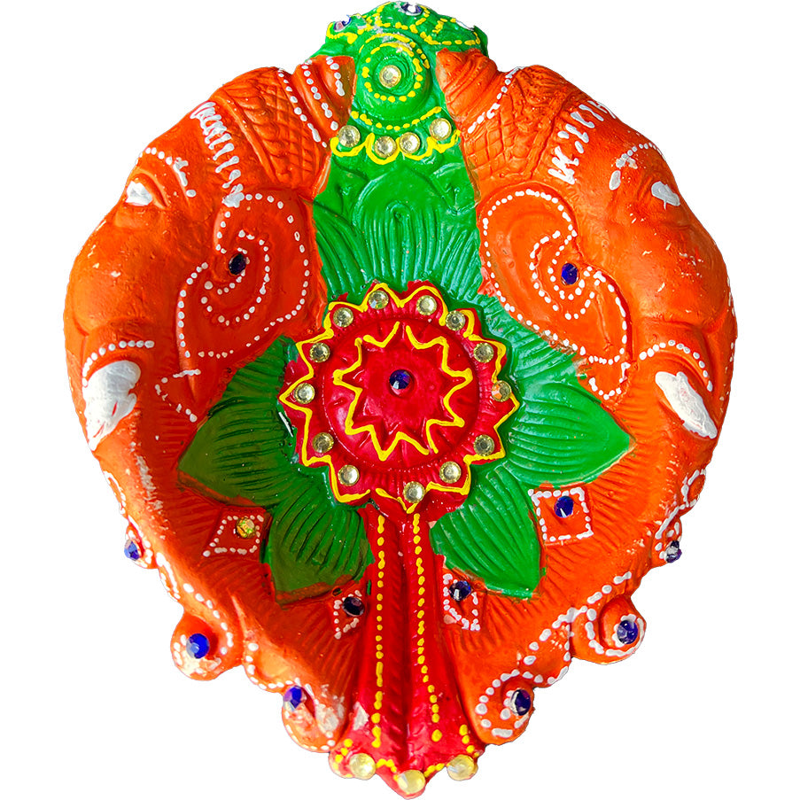 Diwali Decorated Clay Diya, 1 Piece, (DC-31)