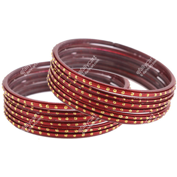 Maroon Glass Bangles, Size - 2.8