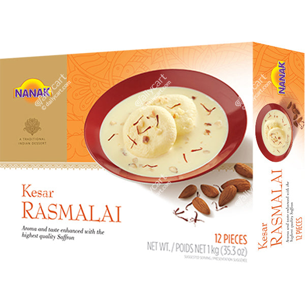 Nanak Kesar Rasmalai, 12 pieces, 850 g, (Frozen)