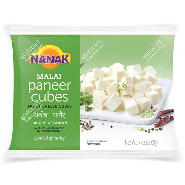 Nanak Malai Paneer Cubes, 200 g, (Frozen)
