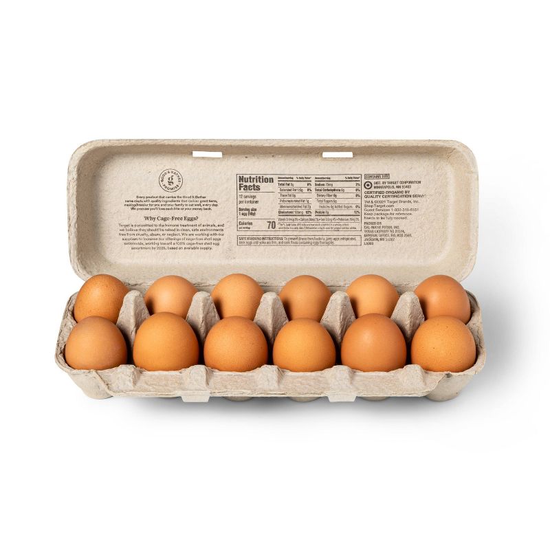Organic Cage Free Grade A Large Brown Eggs, 12 Count