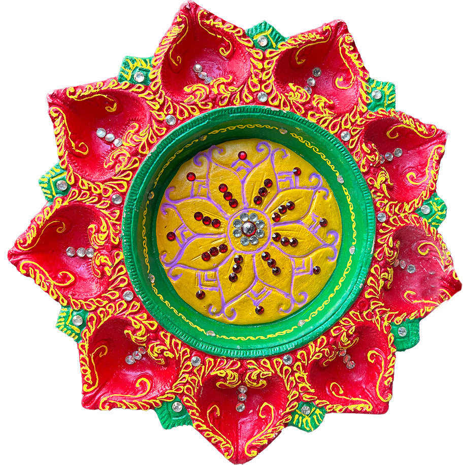 Diwali Decorated Clay Diya, 1 Piece, (DC-29)