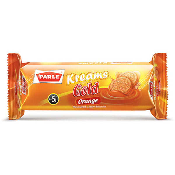 Parle Kreams Gold Orange Cream Biscuits, Pack of 4, 266 g