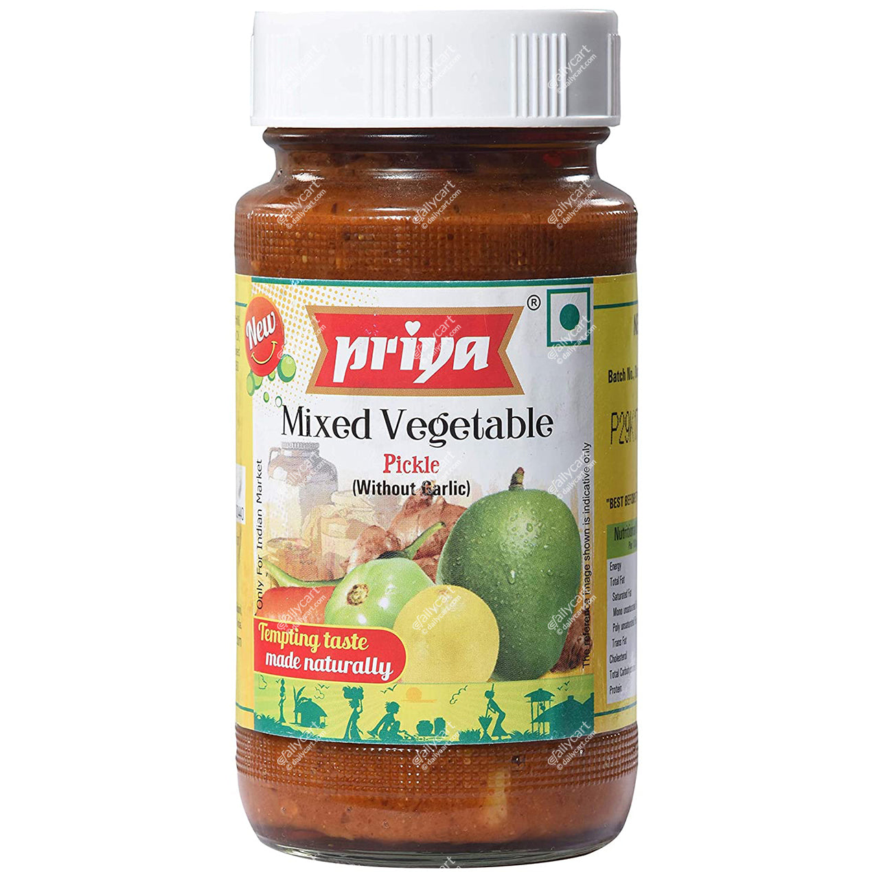 Priya Mixed Vegetable Pickle Without Garlic, 300 g
