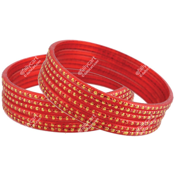 Red Glass Bangles, Size -2.10
