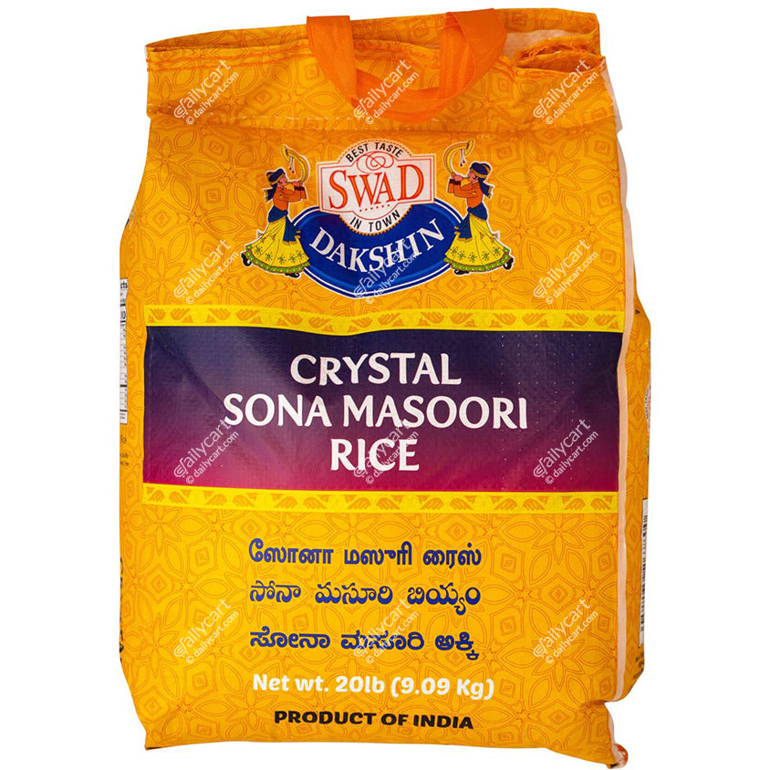 Swad Sona Masoori Crystal Rice, 20 lb