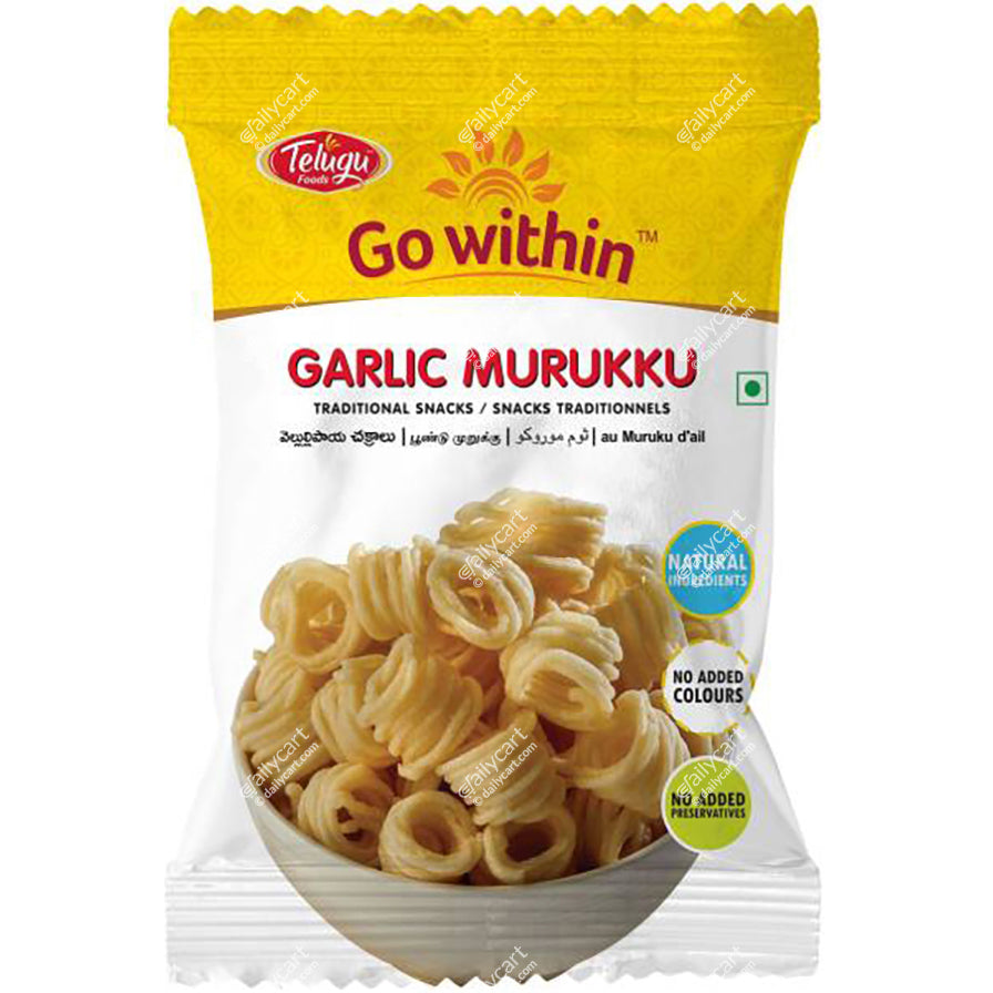 Telugu Foods Garlic Murukku, 170 g , BUY 1 GET 1 FREE, Mix N Match - Add Your 2nd Pack to Cart