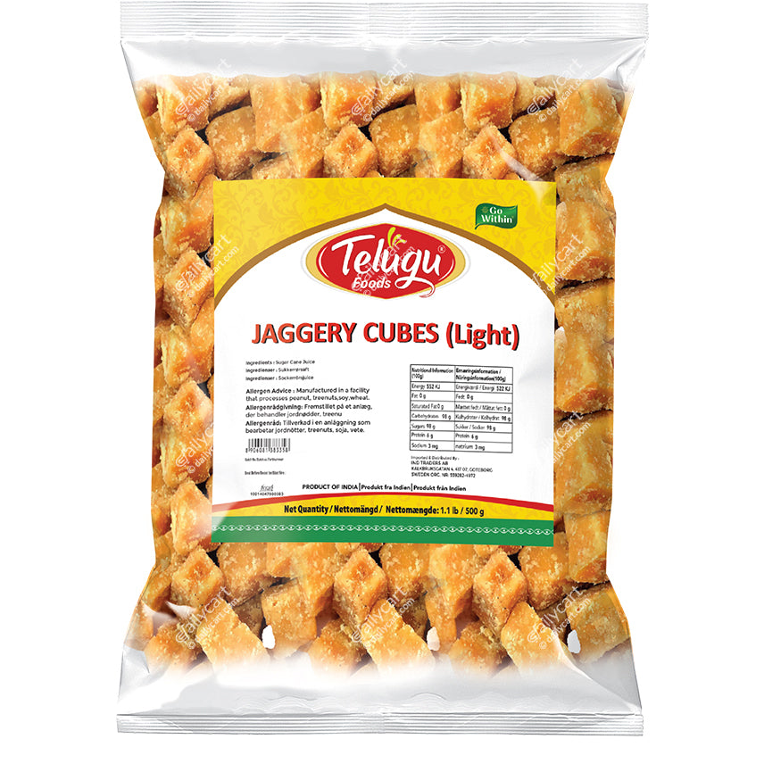 Telugu Foods Jaggery Cubes Light, 2 lb