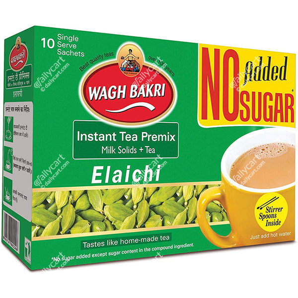 Wagh Bakri Instant Unsweetened Cardamom Tea, 10 Sachets, 140 g